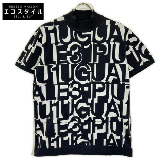 1piu1uguale3 ウノピゥウノウグァーレトレ 【GOLF】GRK083-POE535 ブラック 113 GOLF LOGO MOCK ロゴモックネックニットTシャツ トップス