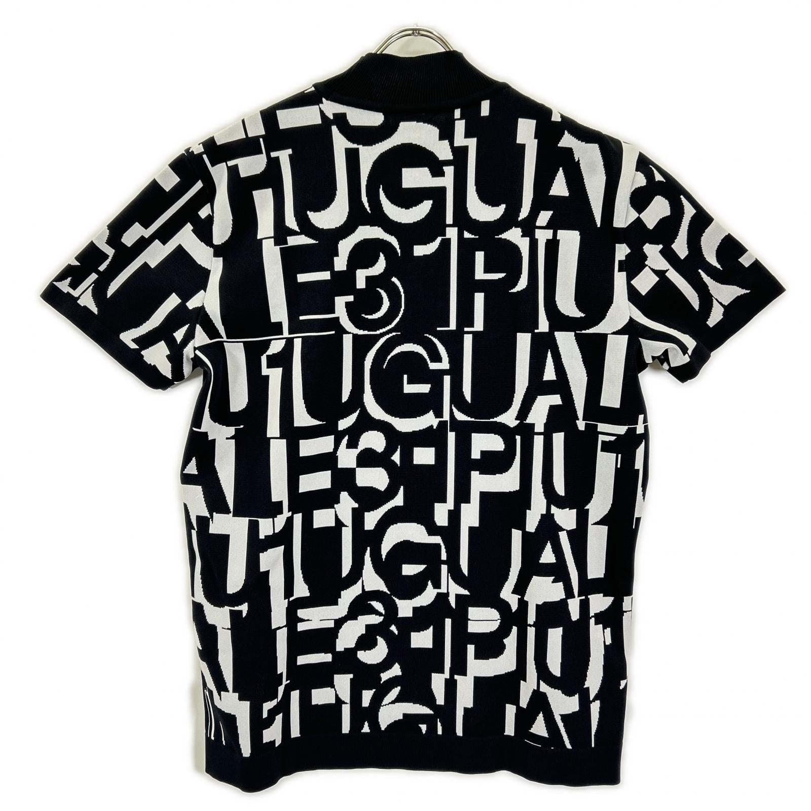 1piu1uguale3 ウノピゥウノウグァーレトレ 【GOLF】GRK083-POE535 ブラック 113 GOLF LOGO MOCK ロゴモックネックニットTシャツ トップス