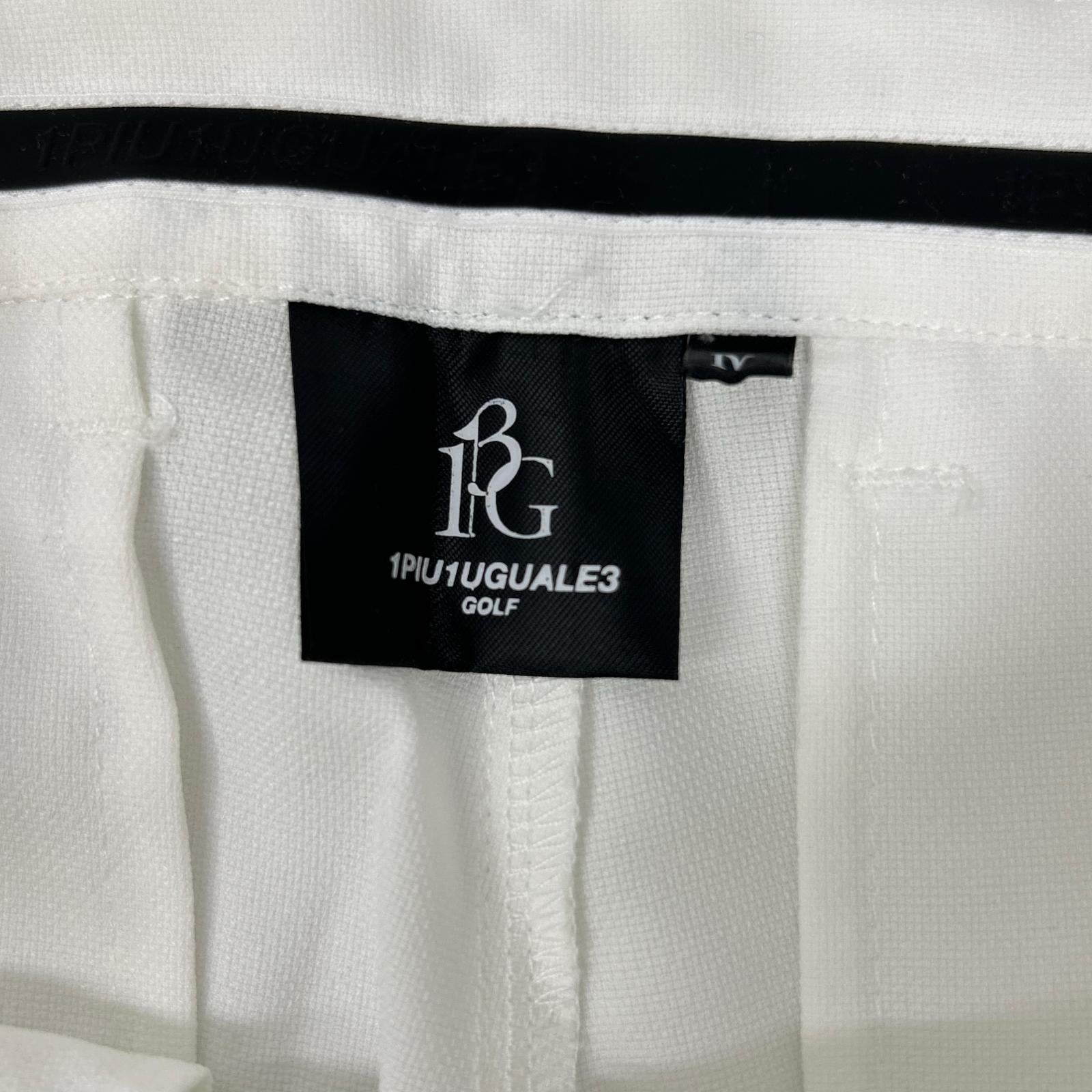 1piu1uguale3 ウノピゥウノウグァーレトレ 【GOLF】【×戸賀敬城】GRP064-POE340 ホワイト PINTUCK PANTS センタープレススラックスパンツ ボトムス
