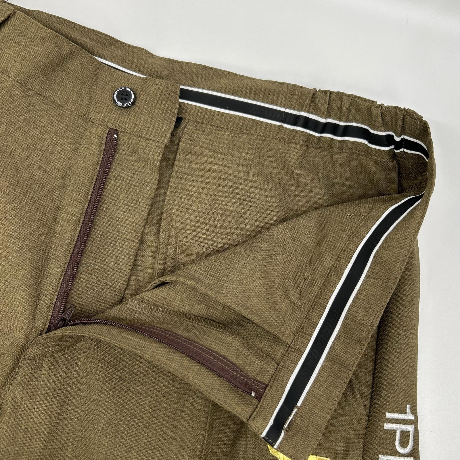 1piu1uguale3 ウノピゥウノウグァーレトレ 【GOLF】【×戸賀敬城】GRP064-POE340 ブラウン PINTUCK PANTS センタープレススラックスパンツ ボトムス
