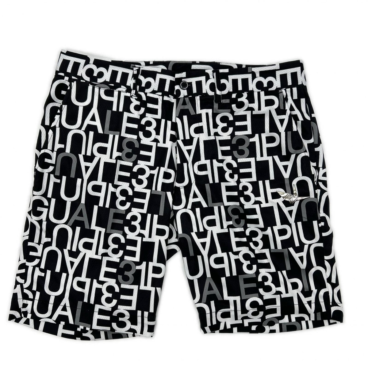 1piu1uguale3 ウノピゥウノウグァーレトレ 【GOLF】GRP104-POE398 ブラック SHORTS FULL MIX LOGO ロゴ総柄ショートパンツ ボトムス