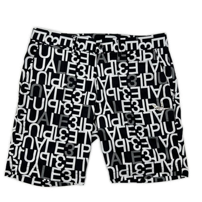 1piu1uguale3 ウノピゥウノウグァーレトレ 【GOLF】GRP104-POE398 ブラック SHORTS FULL MIX LOGO ロゴ総柄ショートパンツ ボトムス