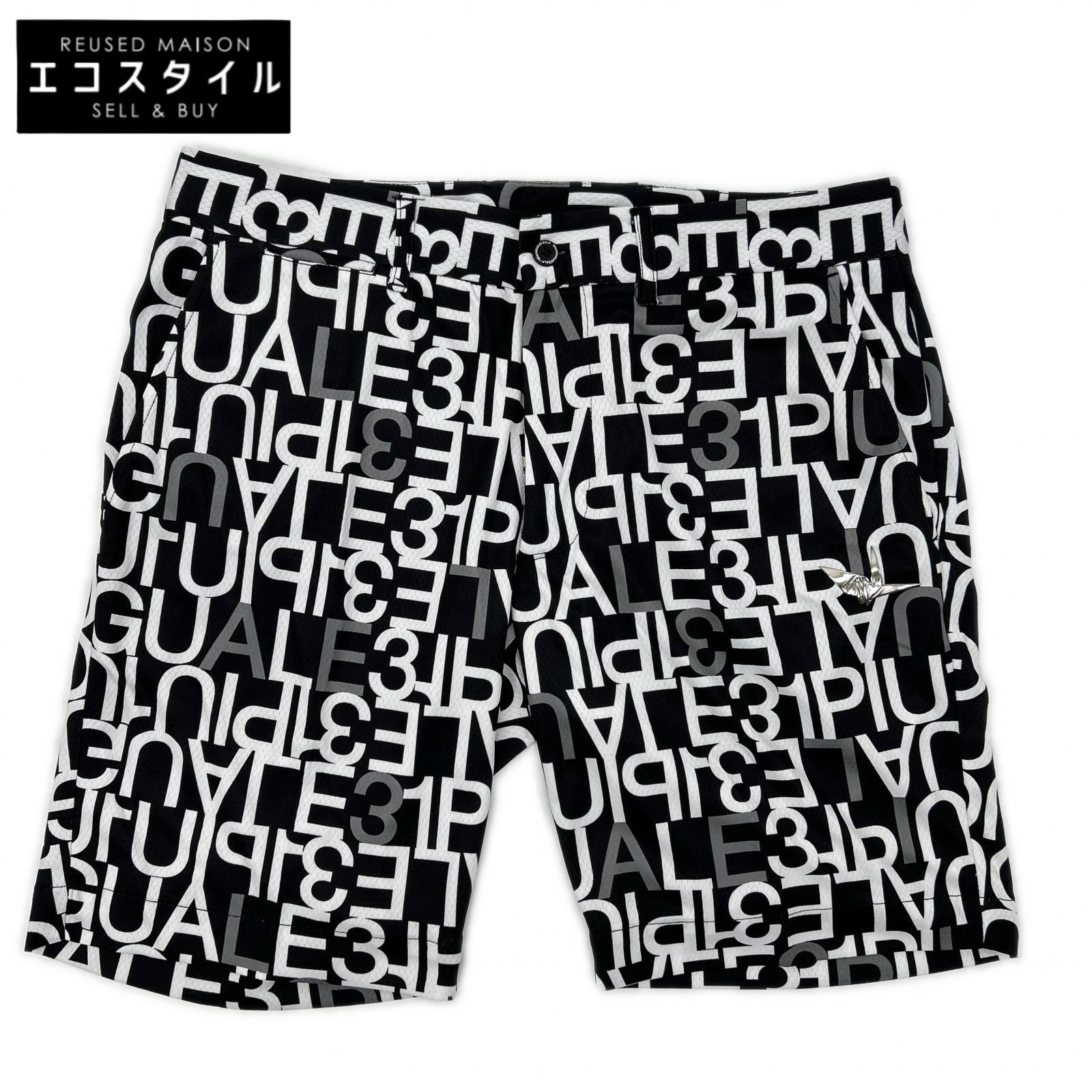 1piu1uguale3 ウノピゥウノウグァーレトレ 【GOLF】GRP104-POE398 ブラック SHORTS FULL MIX LOGO ロゴ総柄ショートパンツ ボトムス