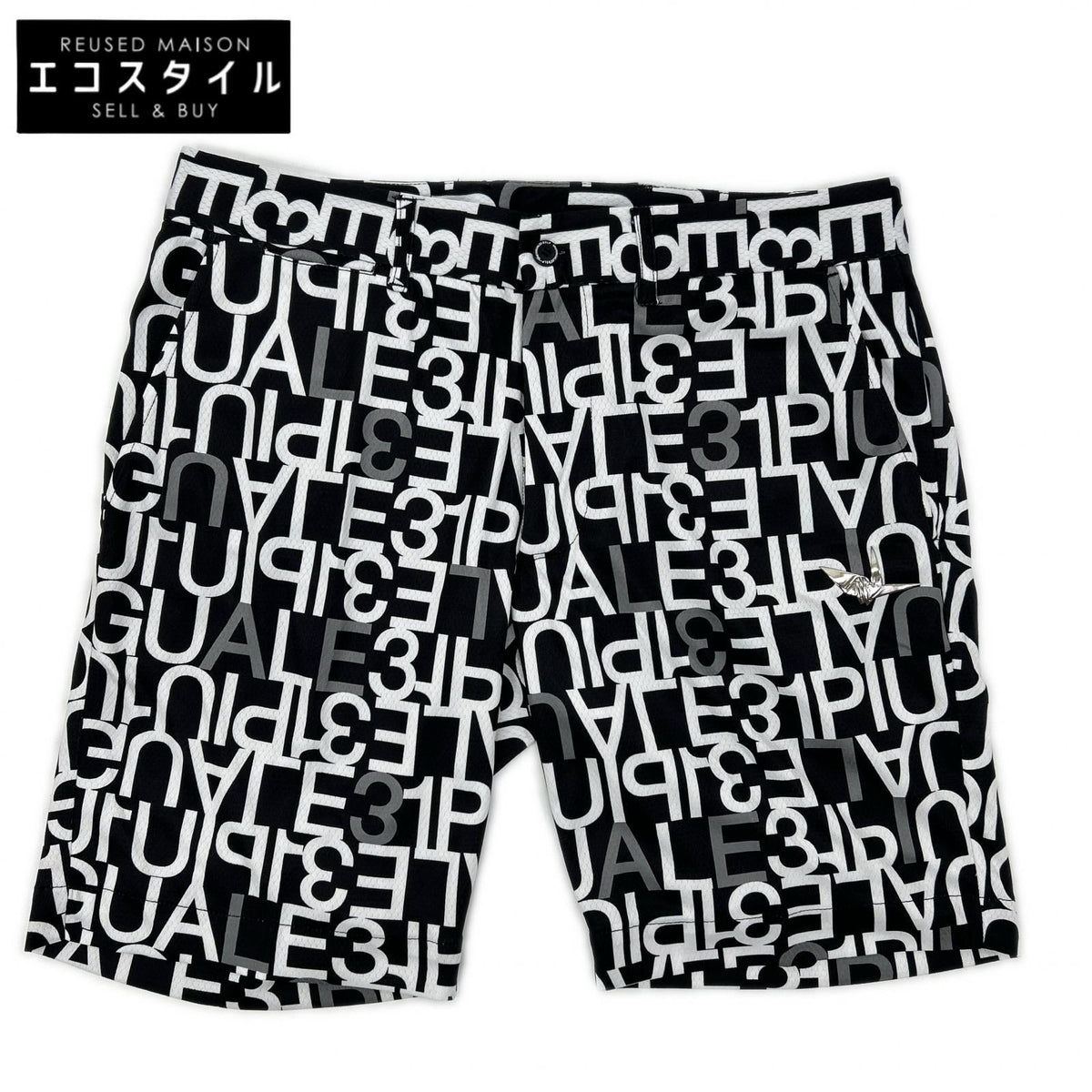 1piu1uguale3 ウノピゥウノウグァーレトレ 【GOLF】GRP104-POE398 ブラック SHORTS FULL MIX LOGO ロゴ総柄ショートパンツ ボトムス