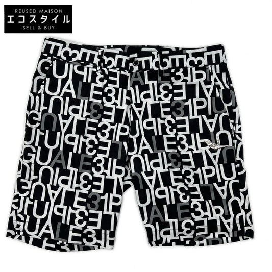 1piu1uguale3 ウノピゥウノウグァーレトレ 【GOLF】GRP104-POE398 ブラック SHORTS FULL MIX LOGO ロゴ総柄ショートパンツ ボトムス