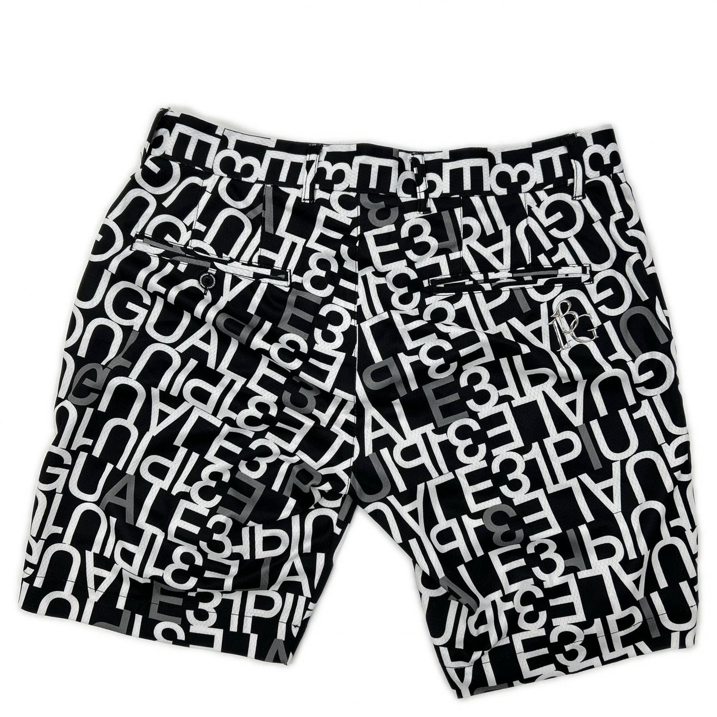 1piu1uguale3 ウノピゥウノウグァーレトレ 【GOLF】GRP104-POE398 ブラック SHORTS FULL MIX LOGO ロゴ総柄ショートパンツ ボトムス
