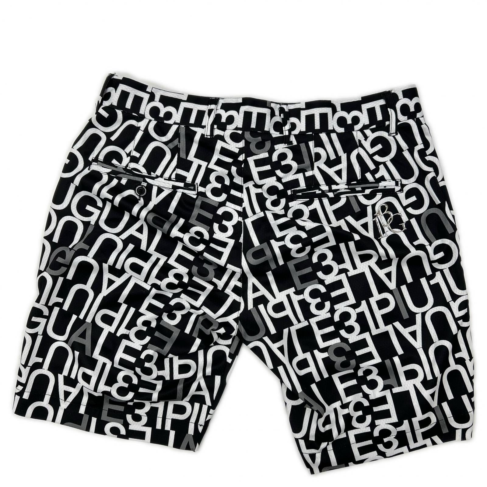 1piu1uguale3 ウノピゥウノウグァーレトレ 【GOLF】GRP104-POE398 ブラック SHORTS FULL MIX LOGO ロゴ総柄ショートパンツ ボトムス