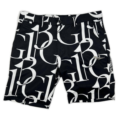 1piu1uguale3 ウノピゥウノウグァーレトレ 【GOLF】GRP181-GPE006 ブラック 113G SHORTS ロゴ総柄ショートパンツ ボトムス