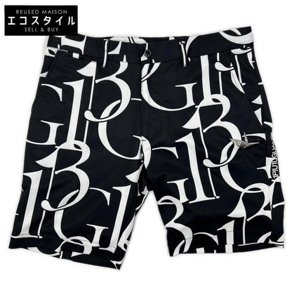 1piu1uguale3 ウノピゥウノウグァーレトレ 【GOLF】GRP181-GPE006 ブラック 113G SHORTS ロゴ総柄ショートパンツ ボトムス