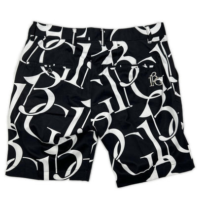 1piu1uguale3 ウノピゥウノウグァーレトレ 【GOLF】GRP181-GPE006 ブラック 113G SHORTS ロゴ総柄ショートパンツ ボトムス