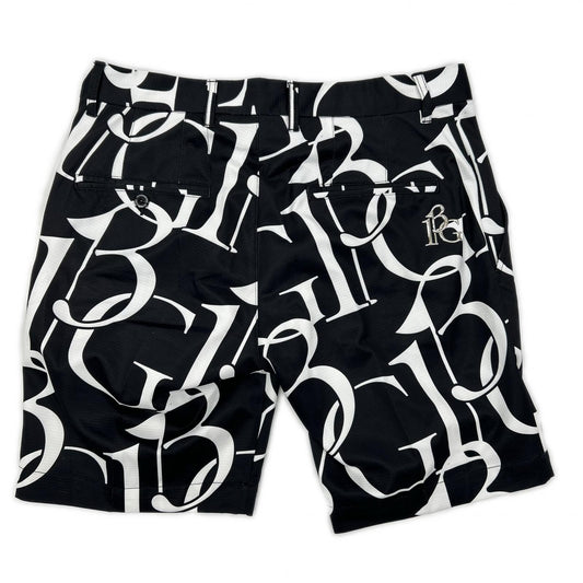 1piu1uguale3 ウノピゥウノウグァーレトレ 【GOLF】GRP181-GPE006 ブラック 113G SHORTS ロゴ総柄ショートパンツ ボトムス