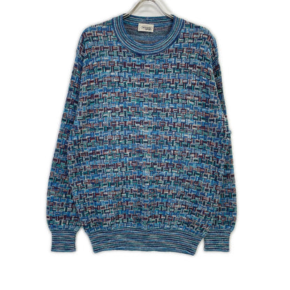 MISSONI SPORT ミッソーニスポーツ ブルー イタリア製 幾何学模様 ロングスリーブ ニット トップス