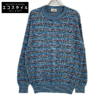 MISSONI SPORT ミッソーニスポーツ ブルー イタリア製 幾何学模様 ロングスリーブ ニット トップス