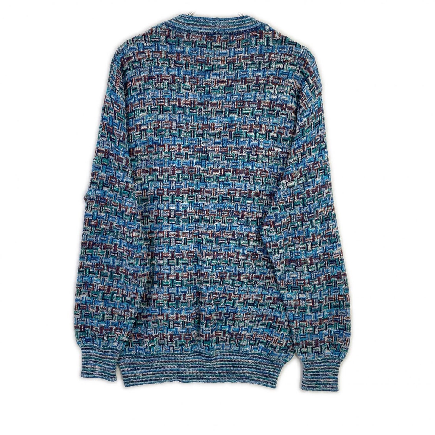 MISSONI SPORT ミッソーニスポーツ ブルー イタリア製 幾何学模様 ロングスリーブ ニット トップス
