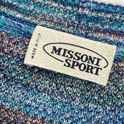 MISSONI SPORT ミッソーニスポーツ ブルー イタリア製 幾何学模様 ロングスリーブ ニット トップス
