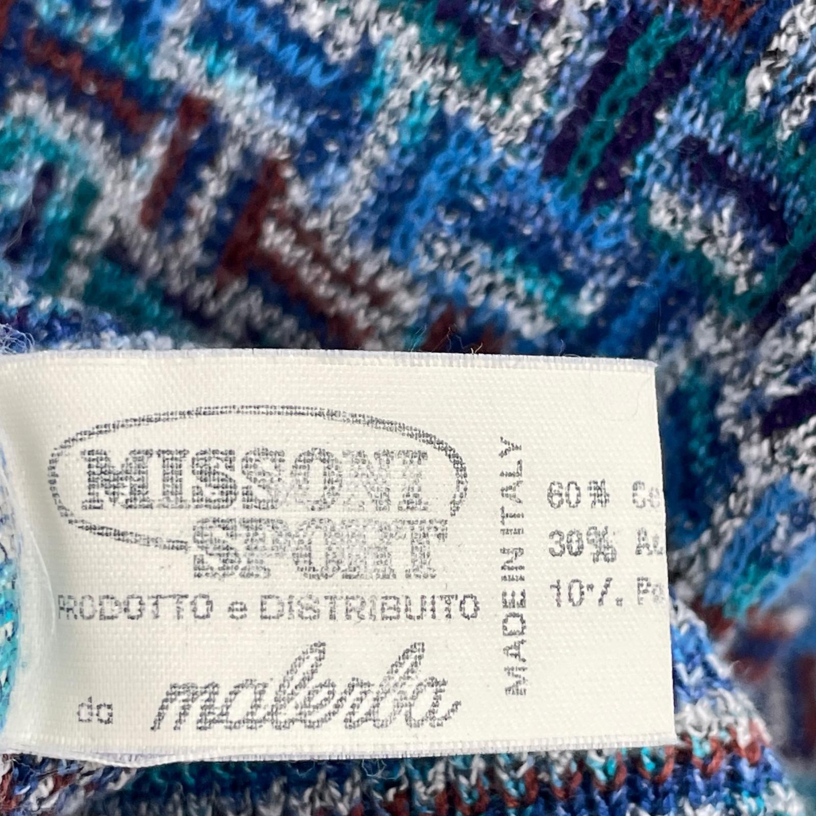 MISSONI SPORT ミッソーニスポーツ ブルー イタリア製 幾何学模様 ロングスリーブ ニット トップス