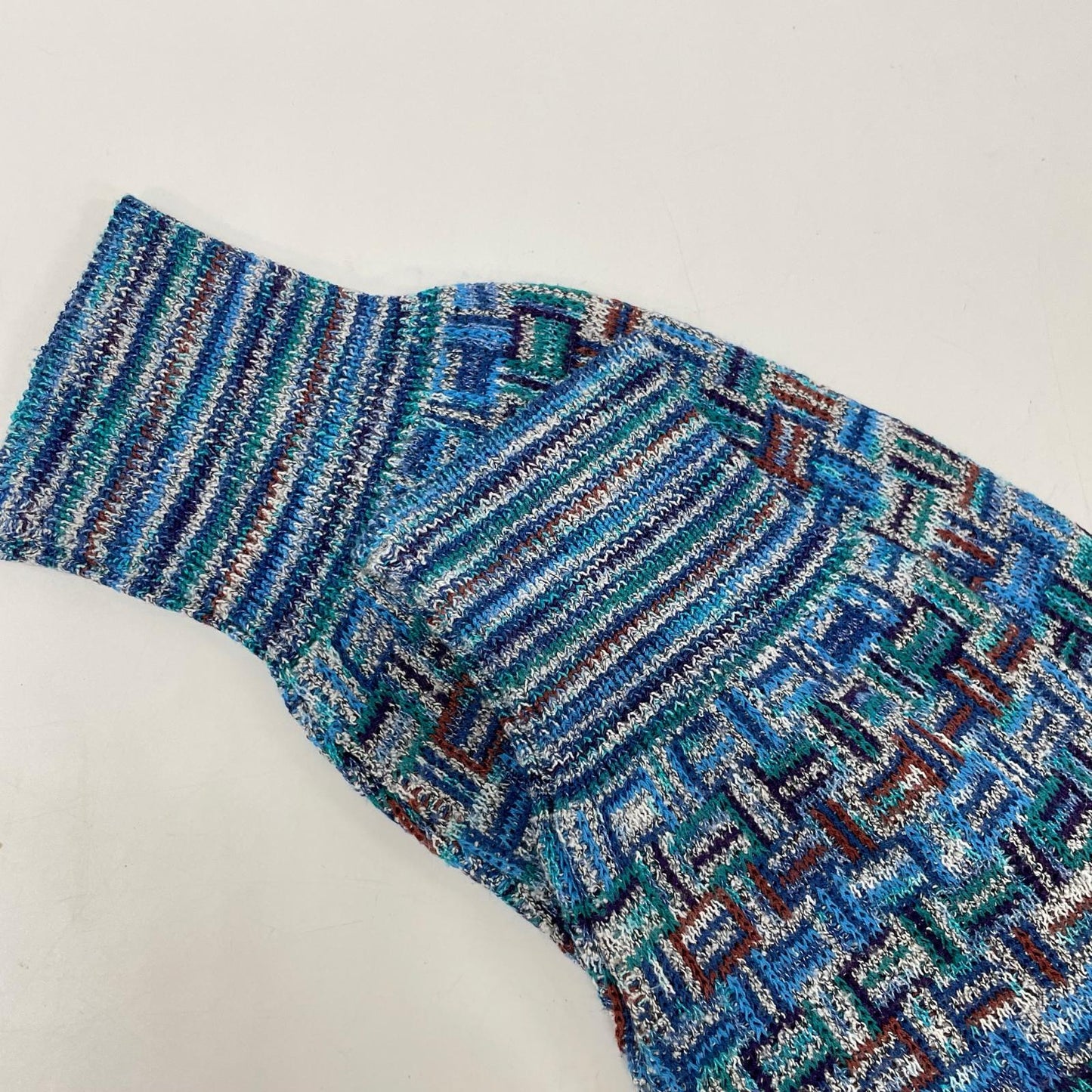 MISSONI SPORT ミッソーニスポーツ ブルー イタリア製 幾何学模様 ロングスリーブ ニット トップス