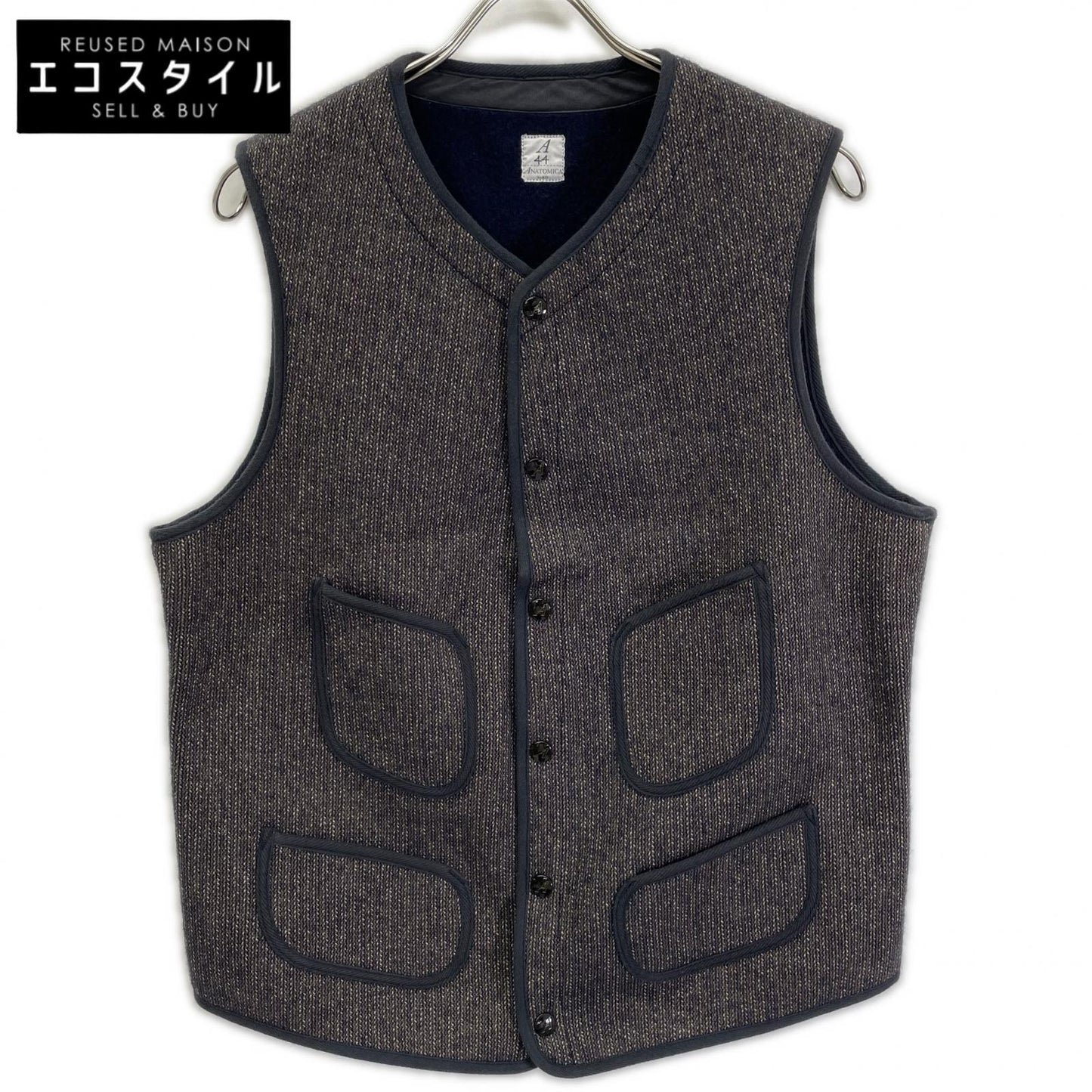 ANATOMICA アナトミカ 530-452-07 グレー/SALT&PEPPER BEACH CLOTH VEST ニットベスト ジレ ベスト