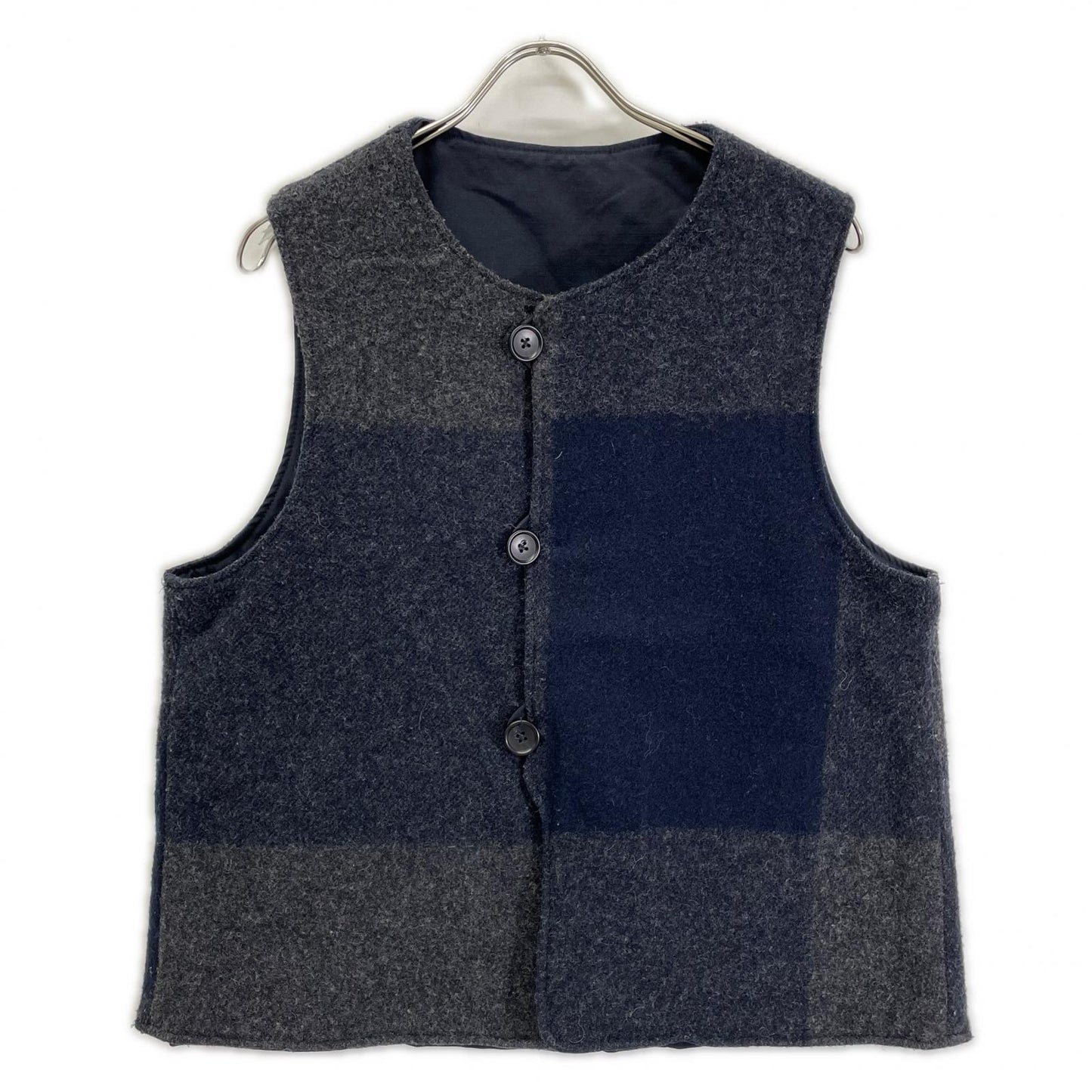 Engineered Garments エンジニアードガーメンツ グレー×ネイビー ウール Over Vest リバーシブルベスト ベスト