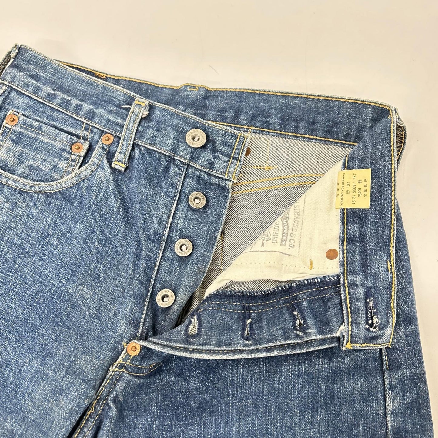 LEVI'S リーバイス 90'S インディゴ 日本製 701XX復刻 ビッグE 均等V セルビッチデニムパンツ ボトムス