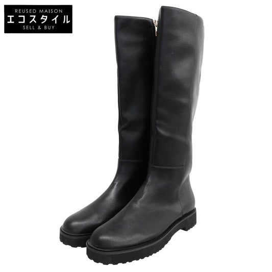 Le Talon like-new side-zip lug-sole long boots shoes for women black LL shoes
