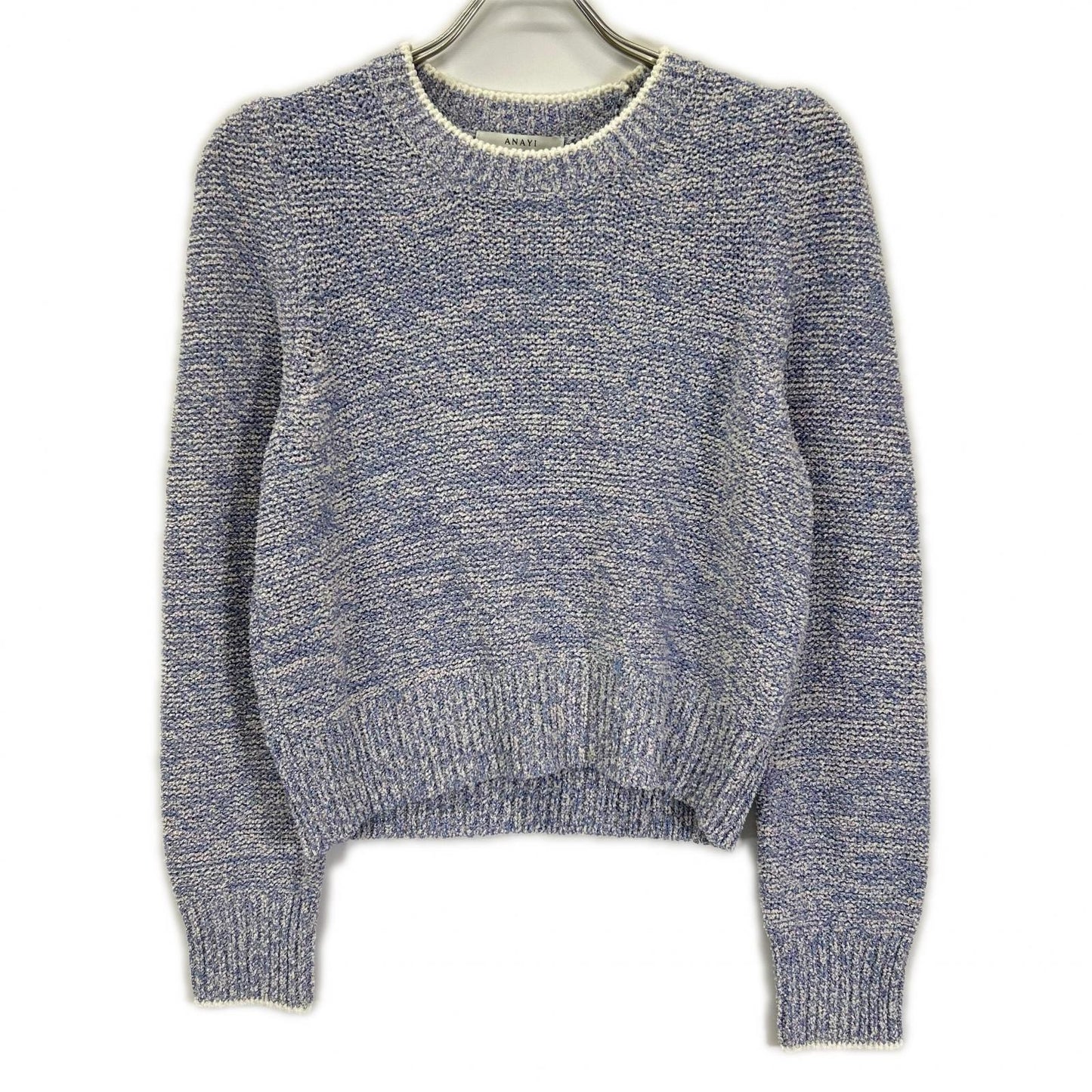 ANAYI アナイ 24SS サックスブルー ラメブークレクルーネック プルオーバー トップス