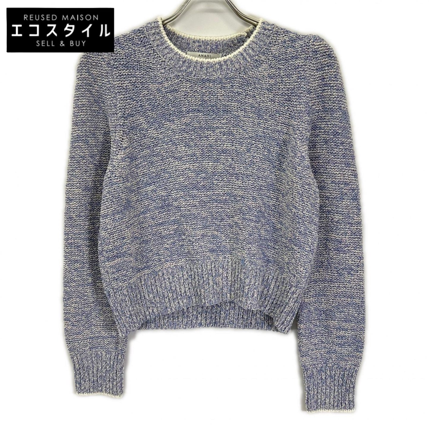 ANAYI アナイ 24SS サックスブルー ラメブークレクルーネック プルオーバー トップス