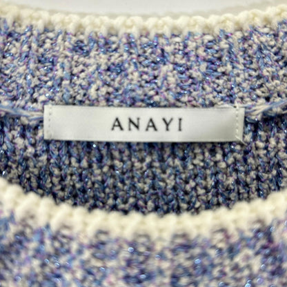 ANAYI アナイ 24SS サックスブルー ラメブークレクルーネック プルオーバー トップス