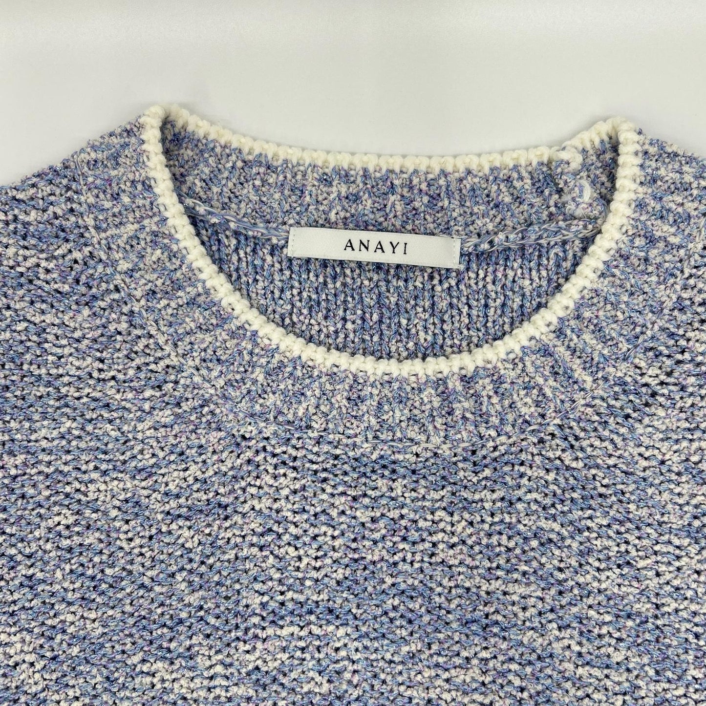 ANAYI アナイ 24SS サックスブルー ラメブークレクルーネック プルオーバー トップス