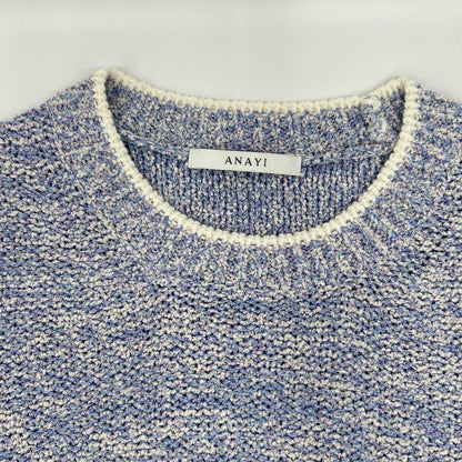 ANAYI アナイ 24SS サックスブルー ラメブークレクルーネック プルオーバー トップス