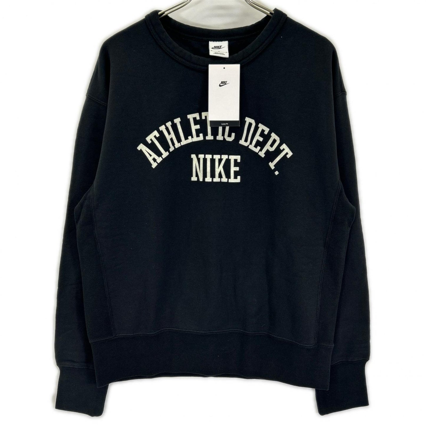 NIKE ナイキ ブラック NSW TREND FLC CREW フロントプリント スウェット トップス