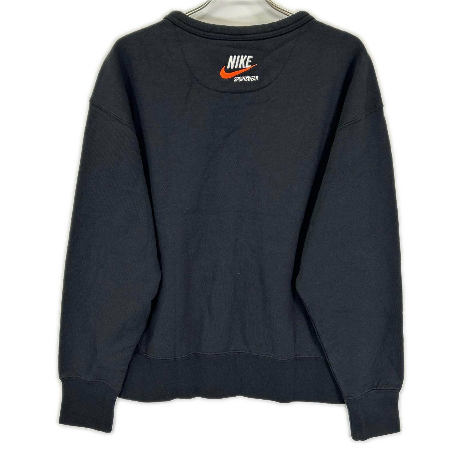 NIKE ナイキ ブラック NSW TREND FLC CREW フロントプリント スウェット トップス