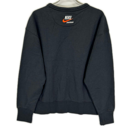 NIKE ナイキ ブラック NSW TREND FLC CREW フロントプリント スウェット トップス
