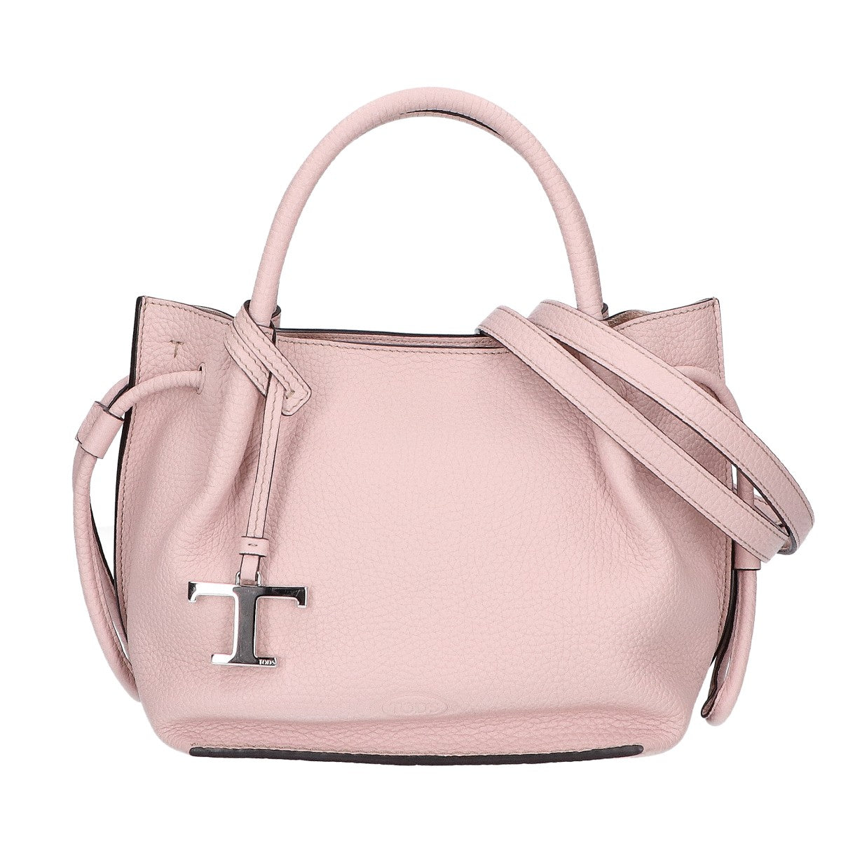 TOD'S トッズ 美品 XBWBUZS9200WNTM430 Tタイムレス バケット レザーバッグ スモール 2WAY ハンドバッグ