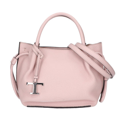 TOD'S トッズ 美品 XBWBUZS9200WNTM430 Tタイムレス バケット レザーバッグ スモール 2WAY ハンドバッグ