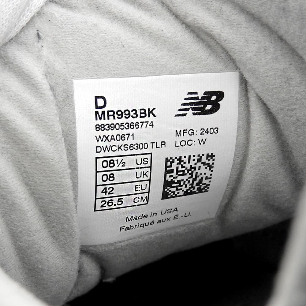 NEW BALANCE ニューバランス ローカットスニーカー シューズ メンズ スエード ブラック 26.5cm MR993BK USA製 シューズ