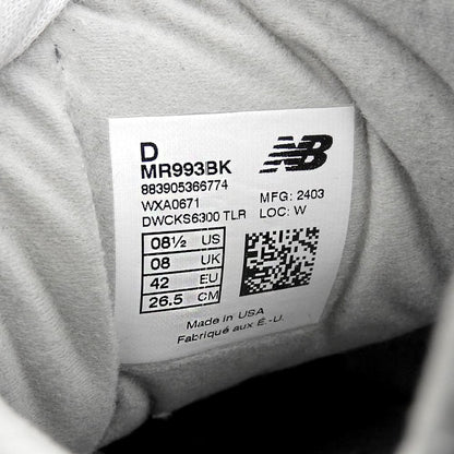 NEW BALANCE ニューバランス ローカットスニーカー シューズ メンズ スエード ブラック 26.5cm MR993BK USA製 シューズ