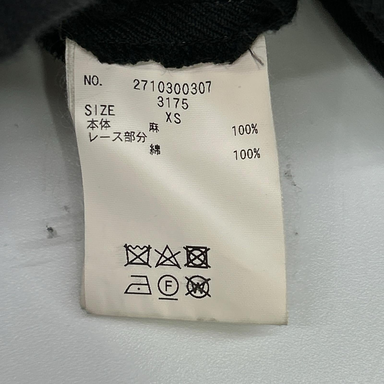 UNION LAUNCH ユニオンランチ ブラック リネン×コットン 半袖 フロントボタン ワンピース ワンピース