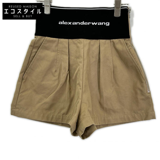 ALEXANDER WANG アレキサンダーワン ブラック×ベージュ ウエストロゴ ショートパンツ ボトムス