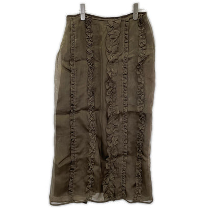Cecilie Bahnsen セシリーバンセン 3.24RTW17008 ブラウン シルク100 OCEAN SKIRT ラッフルペンシルラインフリルスカート スカート