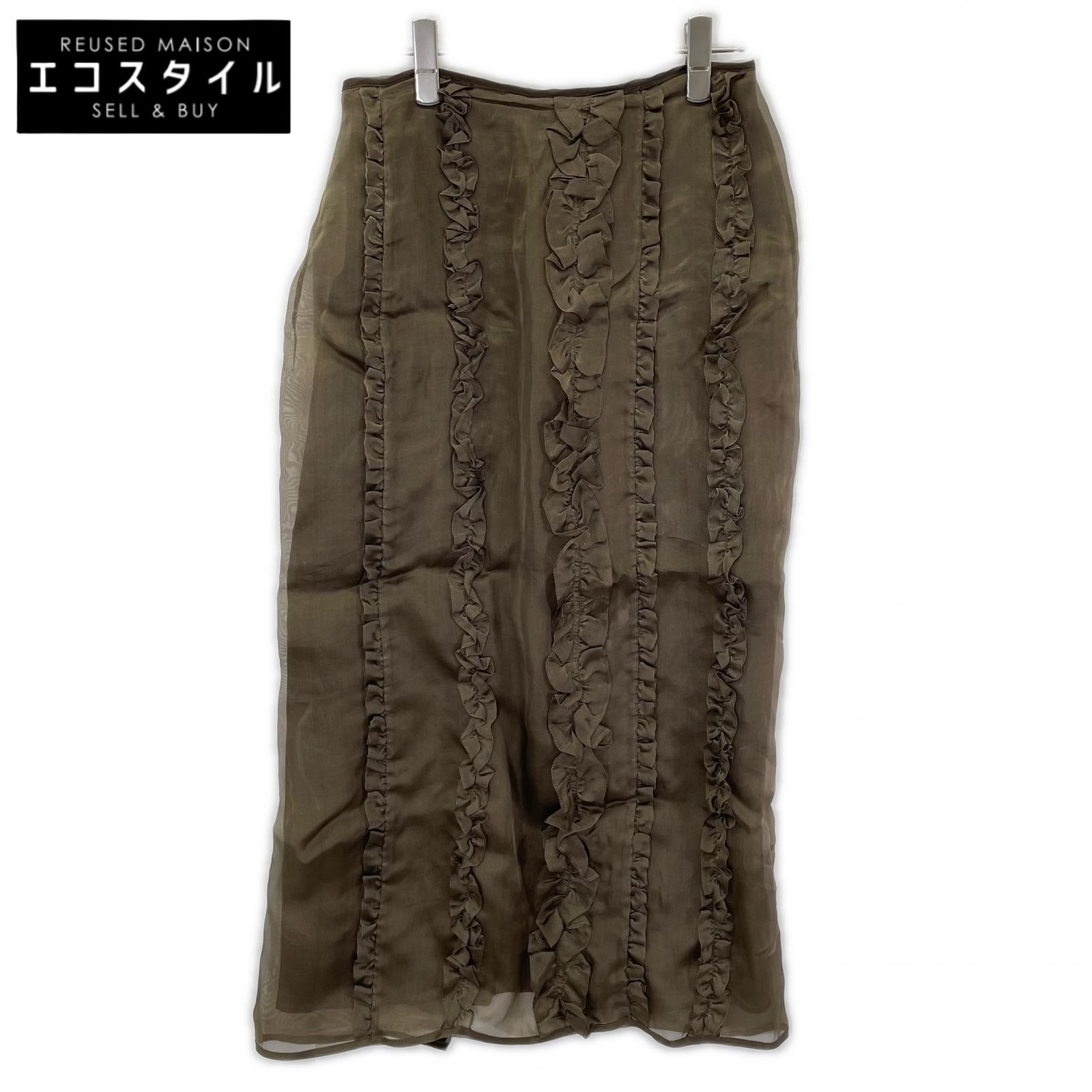 Cecilie Bahnsen セシリーバンセン 3.24RTW17008 ブラウン シルク100 OCEAN SKIRT ラッフルペンシルラインフリルスカート スカート