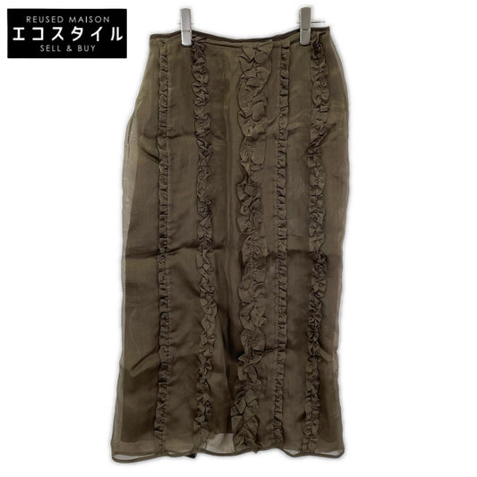 Cecilie Bahnsen セシリーバンセン 3.24RTW17008 ブラウン シルク100 OCEAN SKIRT ラッフルペンシルラインフリルスカート スカート