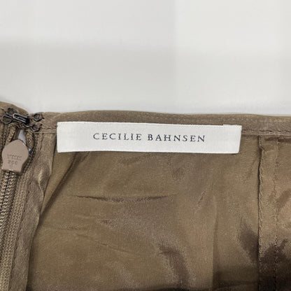 Cecilie Bahnsen セシリーバンセン 3.24RTW17008 ブラウン シルク100 OCEAN SKIRT ラッフルペンシルラインフリルスカート スカート