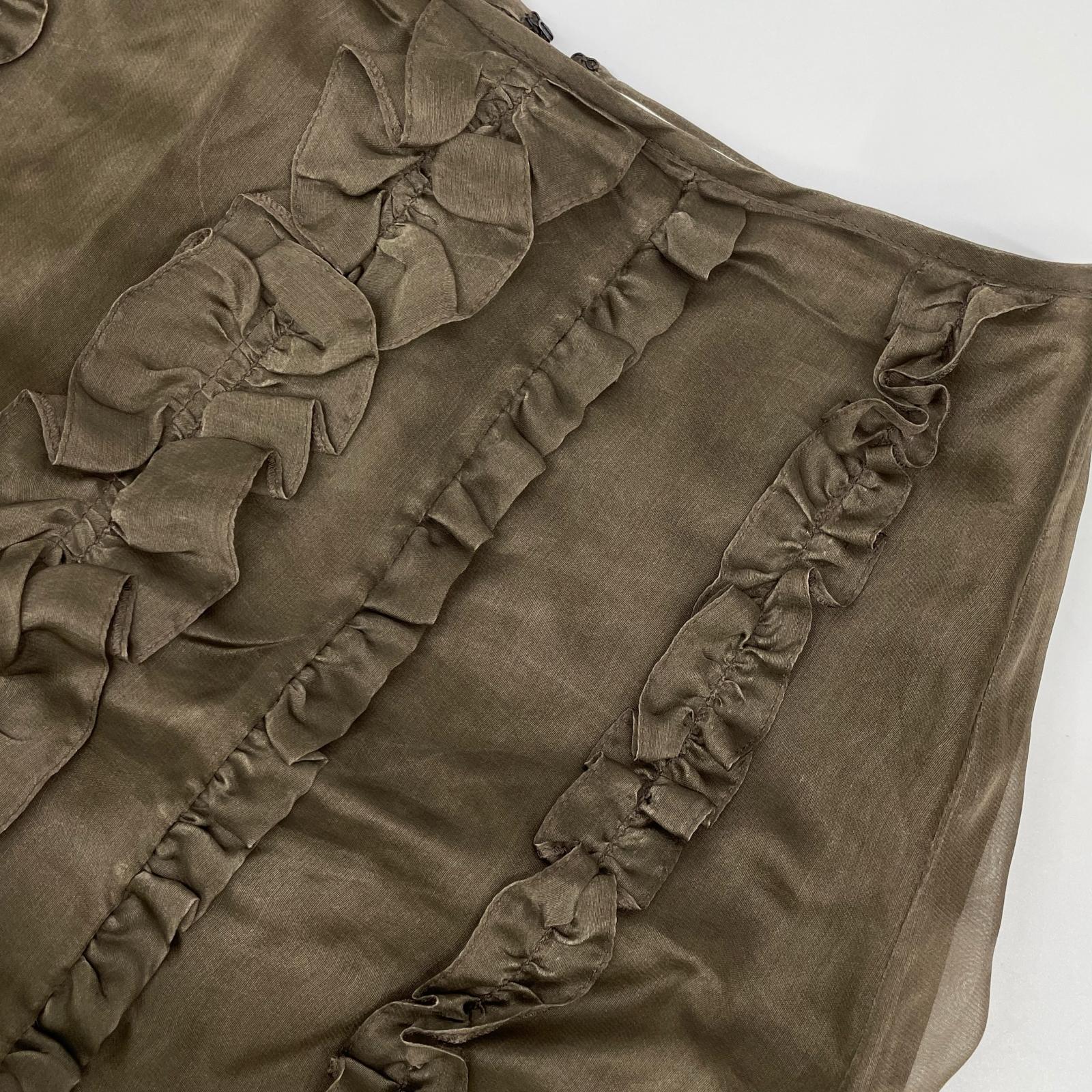 Cecilie Bahnsen セシリーバンセン 3.24RTW17008 ブラウン シルク100 OCEAN SKIRT ラッフルペンシルラインフリルスカート スカート
