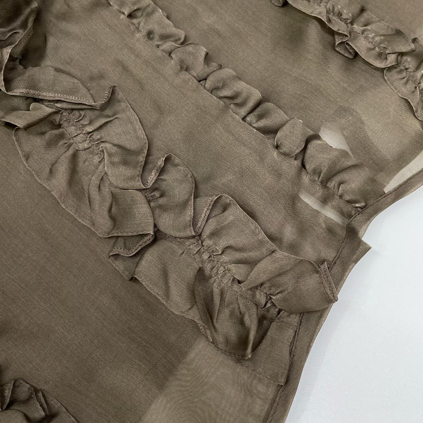 Cecilie Bahnsen セシリーバンセン 3.24RTW17008 ブラウン シルク100 OCEAN SKIRT ラッフルペンシルラインフリルスカート スカート