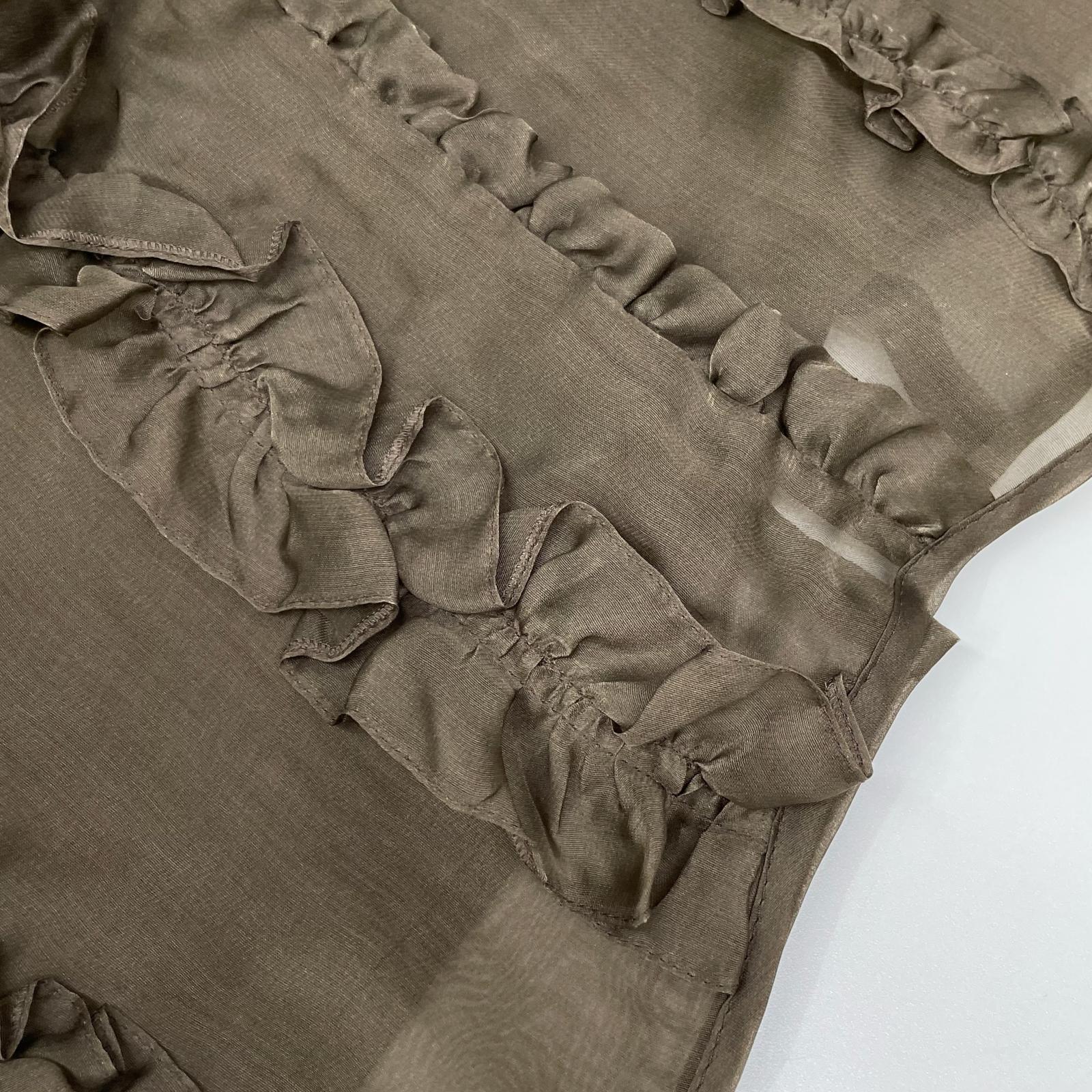 Cecilie Bahnsen セシリーバンセン 3.24RTW17008 ブラウン シルク100 OCEAN SKIRT ラッフルペンシルラインフリルスカート スカート