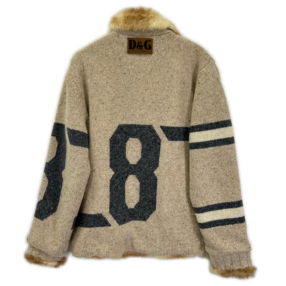 D&G ディーアンドジー ベージュ ウール ラビットファー Gボタン ニット トップス