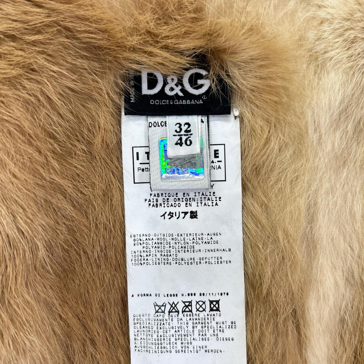 D&G ディーアンドジー ベージュ ウール ラビットファー Gボタン ニット トップス