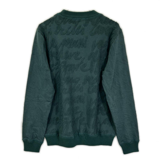 MALO マーロ グリーン エンボス刺繍 Vガゼット ロングスリーブ スウェット トップス