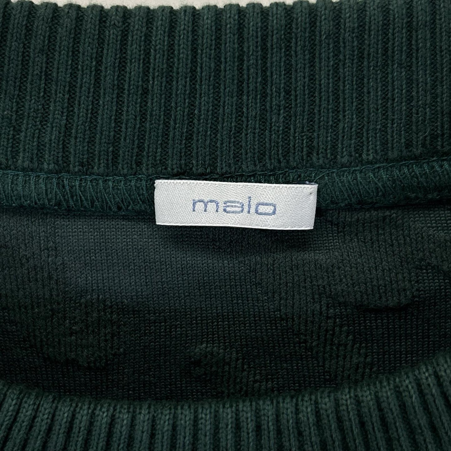 MALO マーロ グリーン エンボス刺繍 Vガゼット ロングスリーブ スウェット トップス
